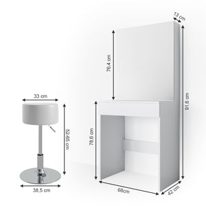 Vicco Tavolo da toeletta Bianco 68 cm con sgabello