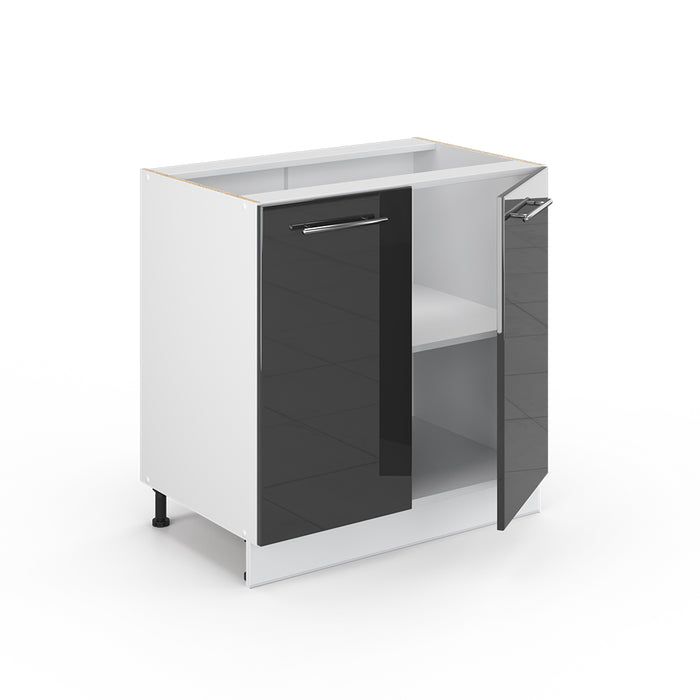 Vicco Mobile lavello cucina Antracite lucido 80 cm con ripiano, senza piano di lavoro