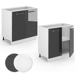 Vicco Mobile lavello cucina Antracite lucido 80 cm con ripiano, PL Antracite