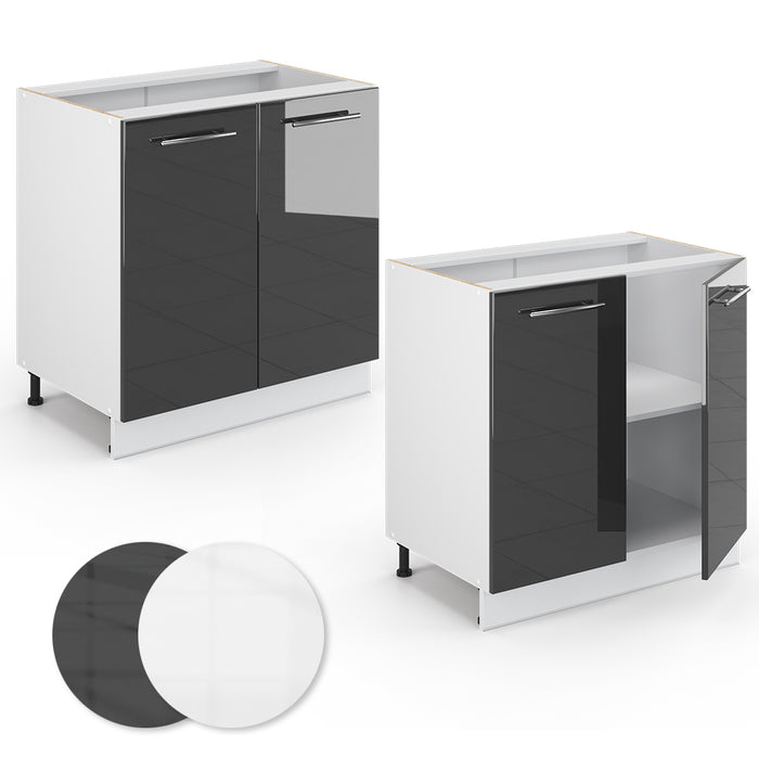 Vicco Mobile lavello cucina Antracite lucido 80 cm con ripiano, PL Antracite