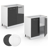 Vicco Mobile lavello cucina Antracite lucido 80 cm con ripiano, PL Marmo