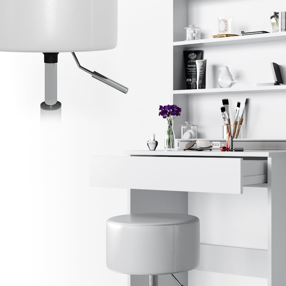 Vicco Tavolo da toeletta Bianco 68 cm con sgabello