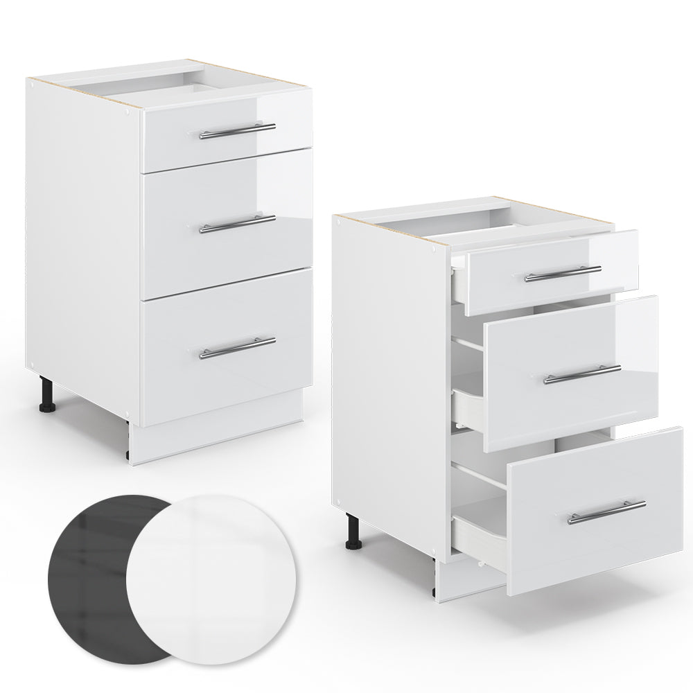 Vicco Mobiletto base per cucina Bianco lucido 50 cm senza piano di lavoro