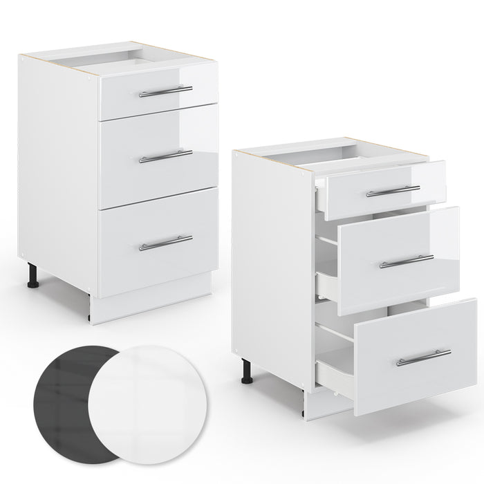 Vicco Mobiletto base per cucina Bianco lucido 50 cm senza piano di lavoro