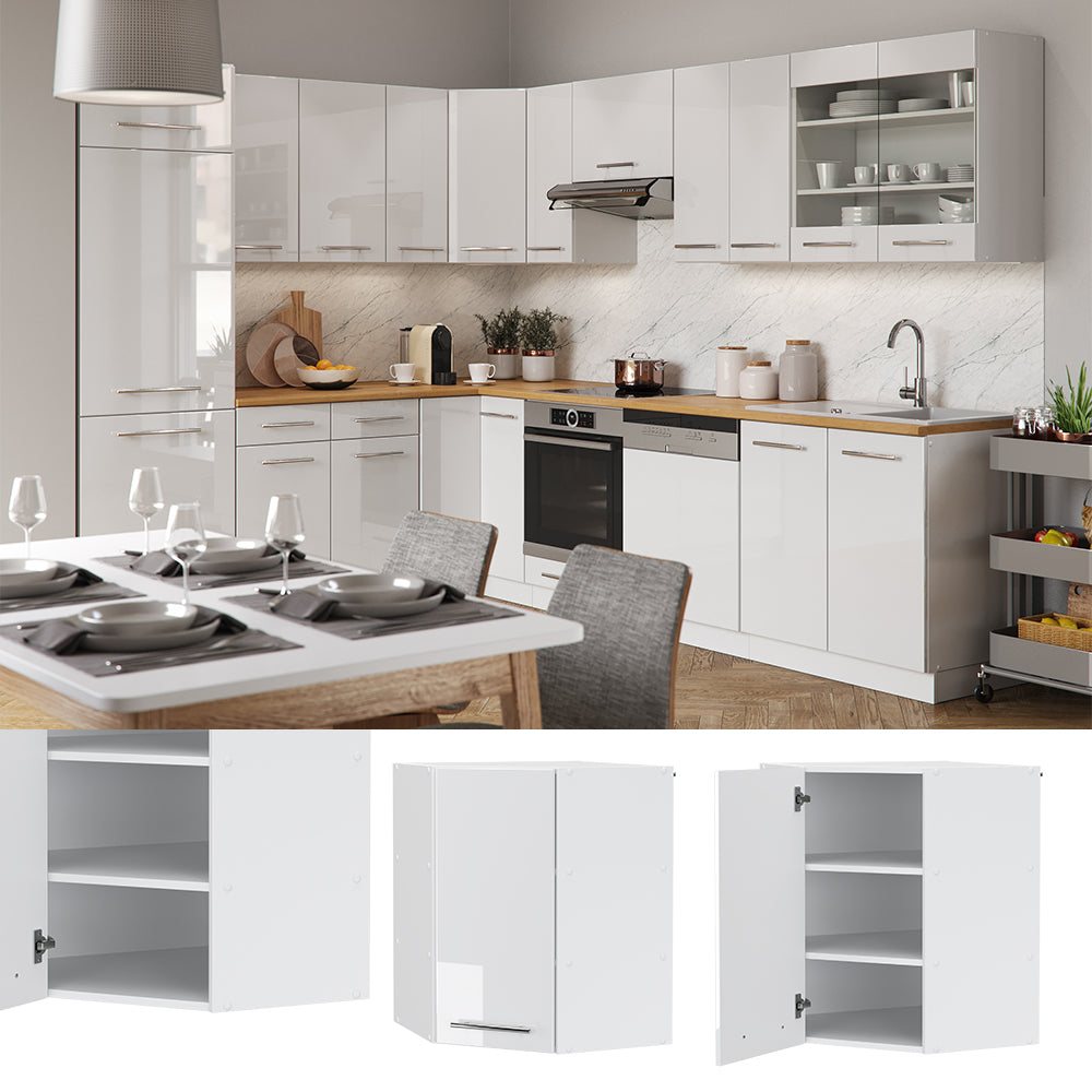 Vicco Mobile angolare da cucina Bianco lucido 57 cm