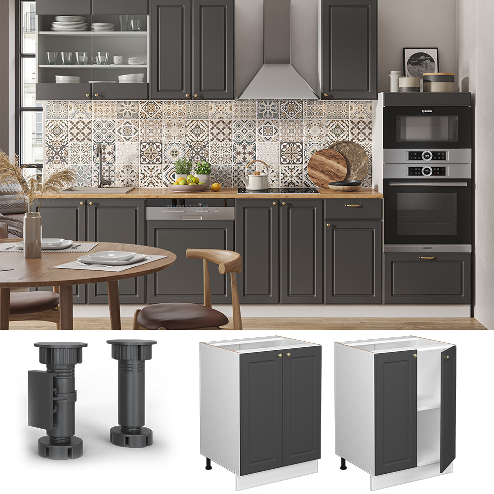 Vicco Mobiletto base cucina Antracite-oro 60 cm senza piano di lavoro