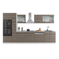 Vicco Mobile da cucina Grigio prezioso/bianco 350 cm con armadio alto, PL Marmo