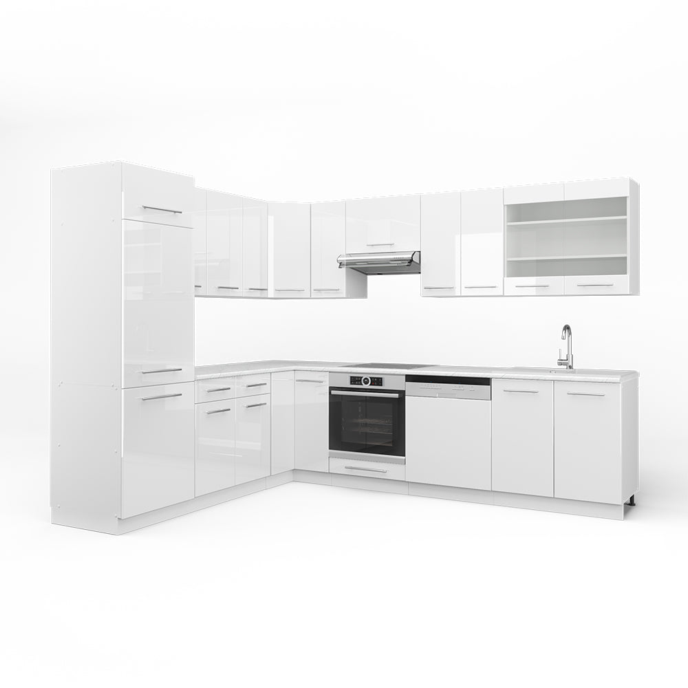 Vicco Cucina angolare completa Bianco 227 x 60 cm senza piano di lavoro