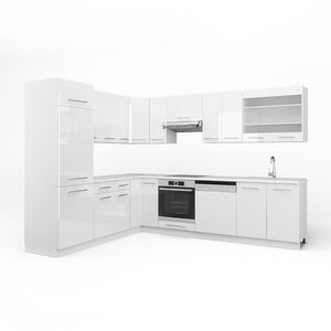 Vicco Cucina angolare completa Bianco 227 x 60 cm senza piano di lavoro