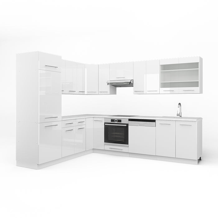 Vicco Cucina angolare completa Bianco 227 x 60 cm senza piano di lavoro
