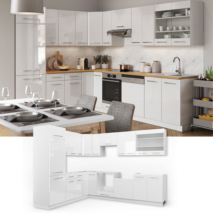Vicco Cucina angolare completa Bianco lucido/bianco 227 x 287 cm , PL Rovere
