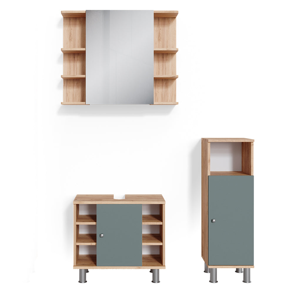 Vicco Set mobili bagno Verde 3 parti, con mobile midi
