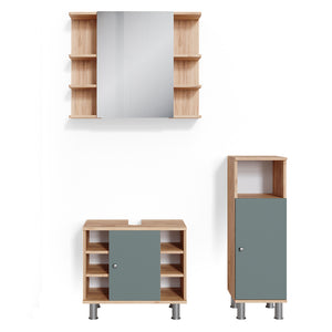 Vicco Set mobili bagno Verde 3 parti, con mobile midi