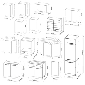 Vicco Cucina angolare completa Bianco lucido/bianco 227 x 287 cm , PL Antracite