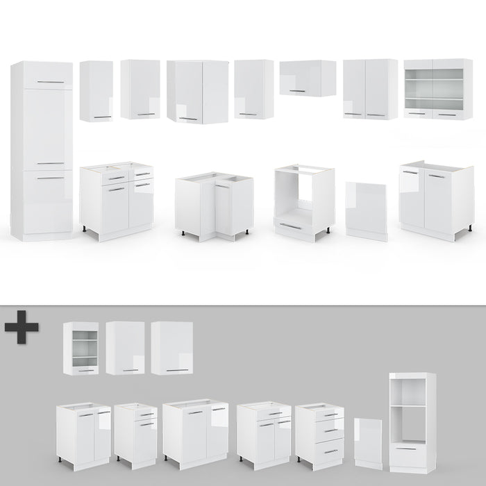 Vicco Cucina angolare completa Bianco lucido/bianco 227 x 287 cm , PL Antracite