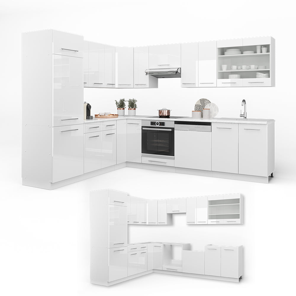 Vicco Cucina angolare completa Bianco lucido/bianco 227 x 287 cm , PL Antracite