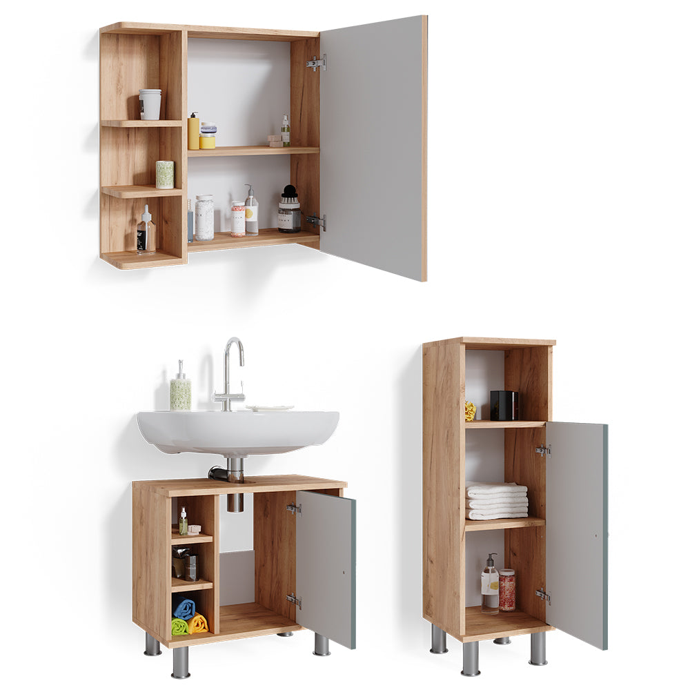 Vicco Set mobili bagno Verde 3 parti, con mobile midi