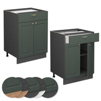 Vicco Mobiletto base per cucina Verde-oro Country House 60 cm con cassetto, senza piano di lavoro