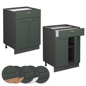 Vicco Mobiletto base per cucina Verde-oro Country House 60 cm con cassetto, senza piano di lavoro