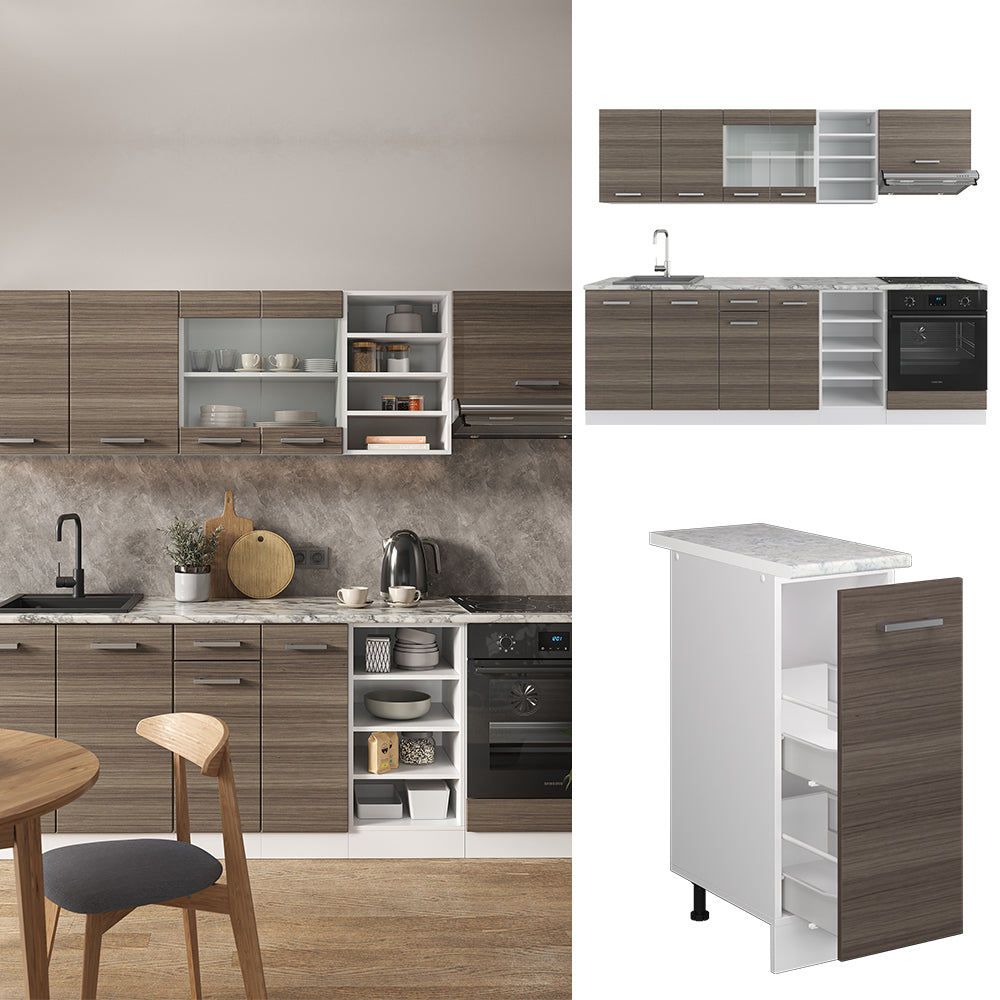 Vicco Cucina componibile Grigio prezioso/bianco 240 cm senza piano di lavoro