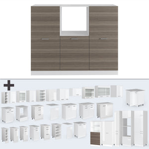 Vicco Cucine componibili piccole Grigio prezioso/bianco 180 cm senza piano di lavoro