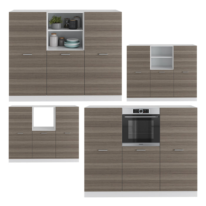 Vicco Cucine componibili piccole Grigio prezioso/bianco 180 cm senza piano di lavoro