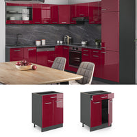 Vicco Mobiletto base per cucina Rosso lucido 60 cm PL Marmo