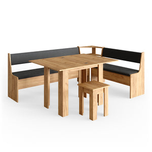 Vicco Gruppo panca ad angolo Quercia dorata 210 x 41.5 cm con tavolo