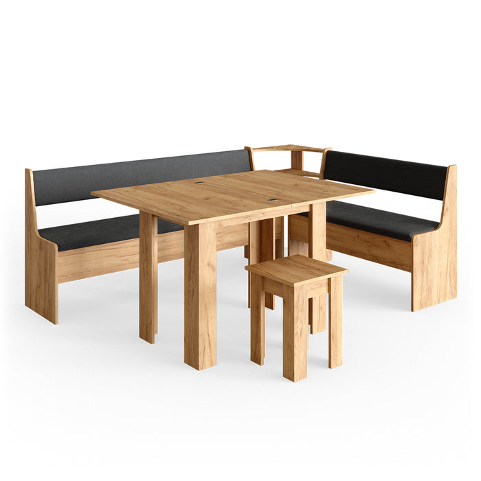 Vicco Gruppo panca ad angolo Quercia dorata 210 x 41.5 cm con tavolo