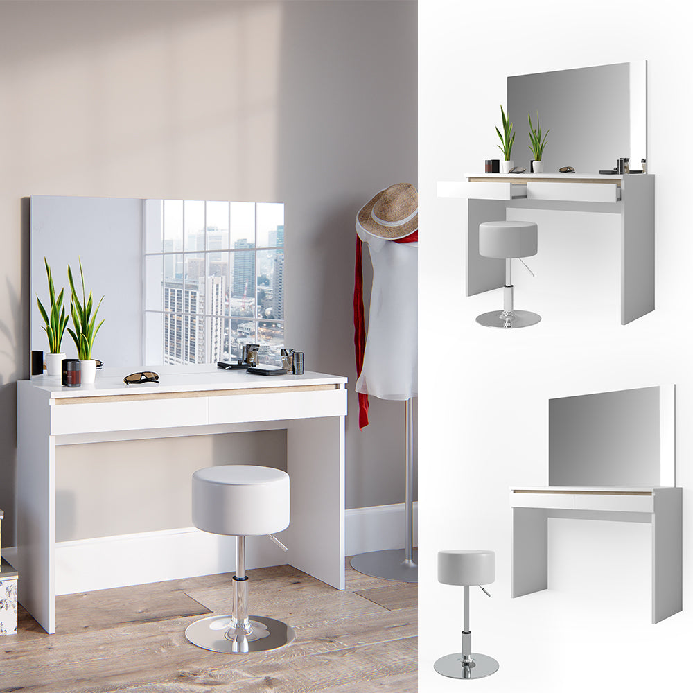 Vicco Tavolo da toeletta Bianco 120 cm con sgabello