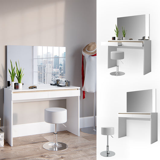 Vicco Tavolo da toeletta Bianco 120 cm con sgabello