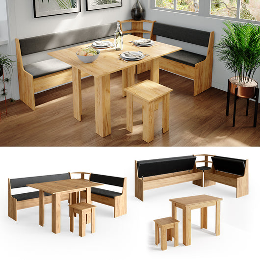 Vicco Gruppo panca ad angolo Quercia dorata 210 x 41.5 cm con tavolo