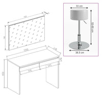 Vicco Tavolo da toeletta Bianco 120 cm con sgabello