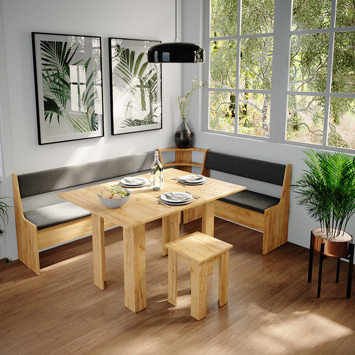 Vicco Gruppo panca ad angolo Quercia dorata 210 x 41.5 cm con tavolo