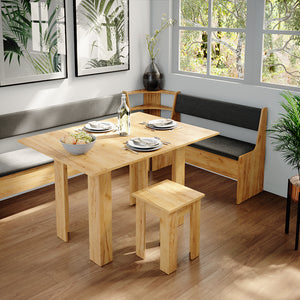 Vicco Gruppo panca ad angolo Quercia dorata 210 x 41.5 cm con tavolo