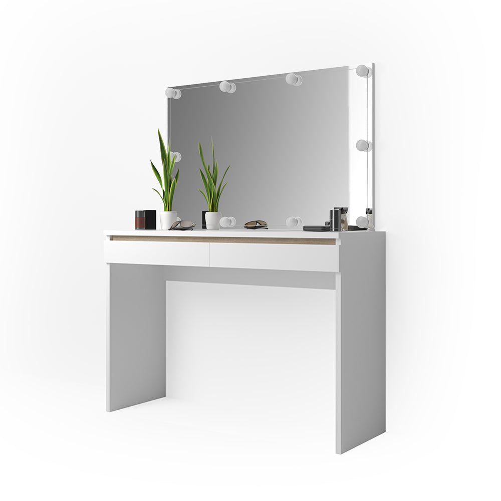 Vicco Tavolo da toeletta Bianco 120 cm con illuminazione a LED