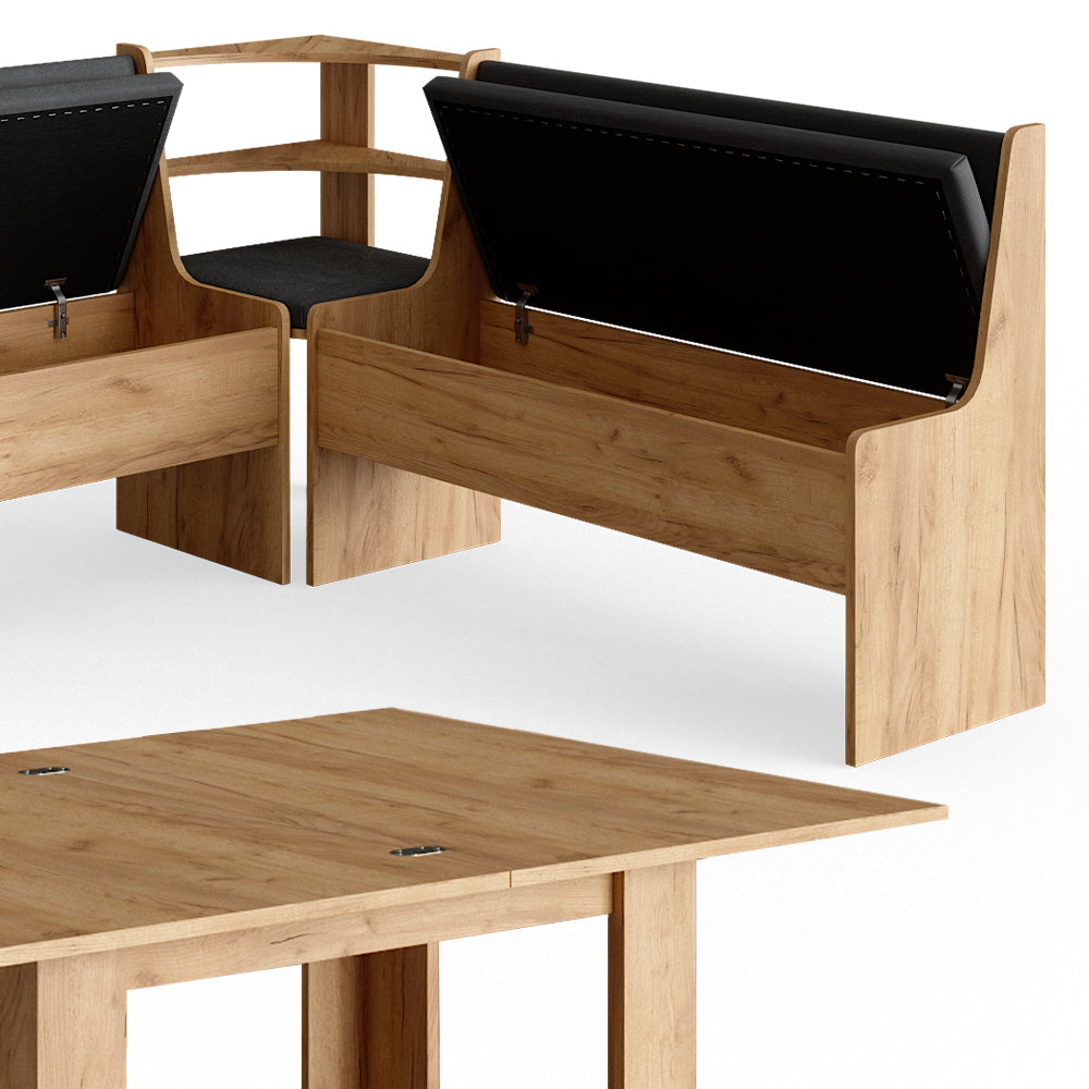 Vicco Gruppo panca ad angolo Quercia dorata 210 x 41.5 cm con tavolo