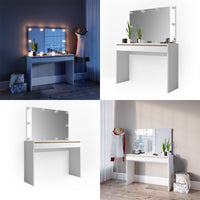 Vicco Tavolo da toeletta Bianco 120 cm con illuminazione a LED