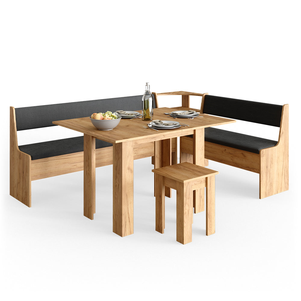 Vicco Gruppo panca ad angolo Quercia dorata 210 x 41.5 cm con tavolo