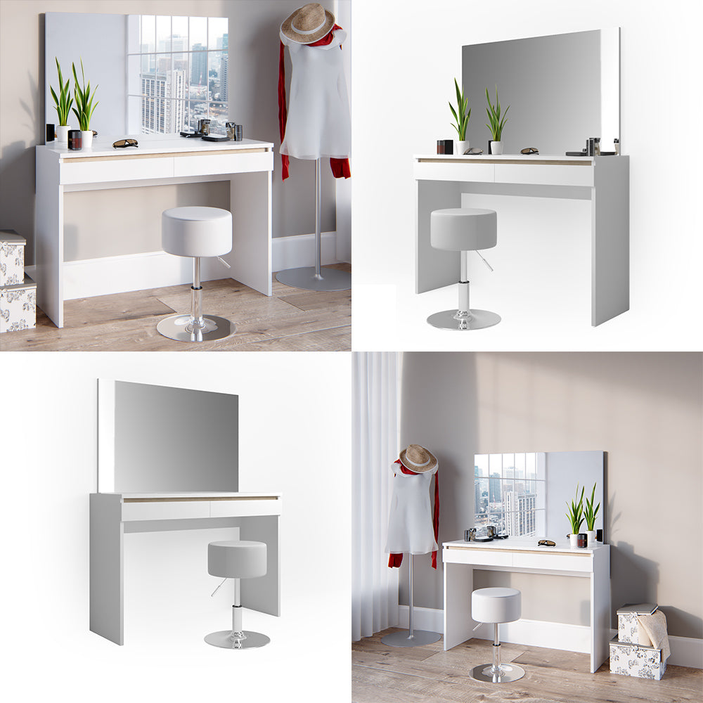 Vicco Tavolo da toeletta Bianco 120 cm con sgabello