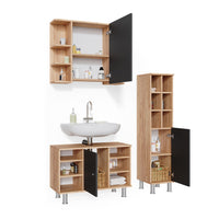 Vicco Set mobili bagno Quercia dorata 3 parti, con colonna