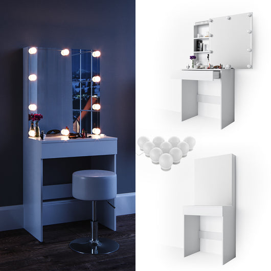 Vicco Tavolo da toeletta Bianco 68 cm con illuminazione a LED