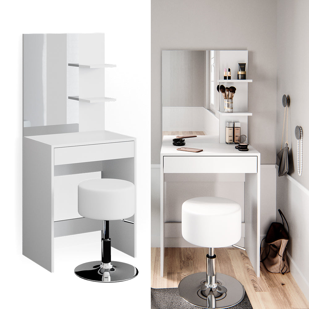 Vicco Tavolo da toeletta Bianco 60 cm con sgabello