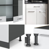 Vicco Cucina completa Bianco lucido/antracite 140 cm senza piano di lavoro