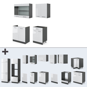 Vicco Cucina monoblocco Bianco lucido/antracite 140 cm , PL Antracite