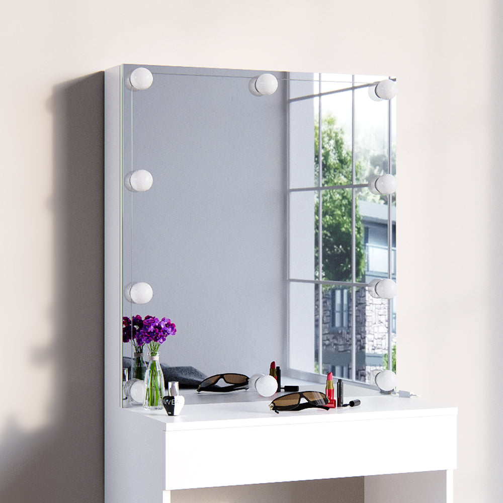 Vicco Tavolo da toeletta Bianco 68 cm con illuminazione a LED