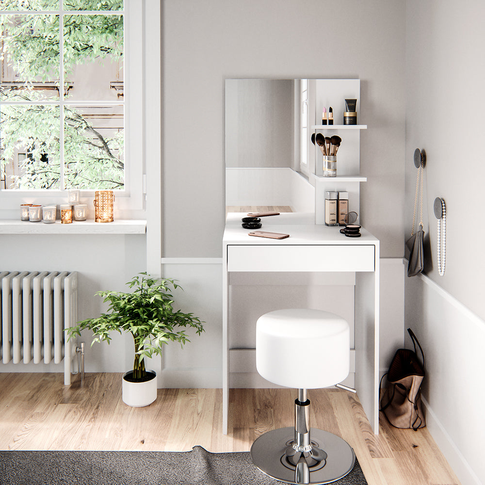 Vicco Tavolo da toeletta Bianco 60 cm con sgabello