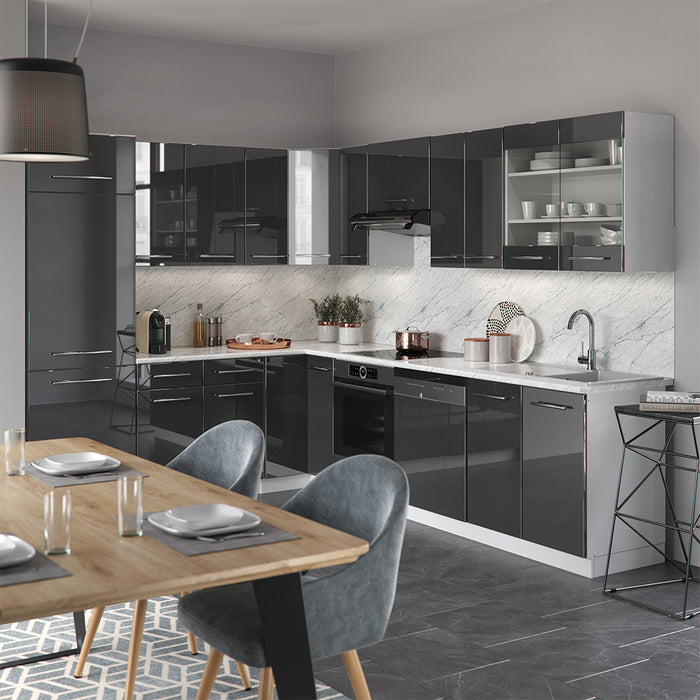 Vicco Cucina angolare completa Antracite lucido/bianco 227 x 287 cm , PL Antracite