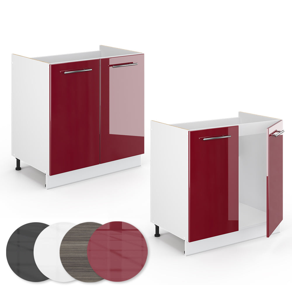 Vicco Mobile lavello cucina Rosso bordeaux lucido 80 cm , PL Marmo