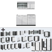 Vicco Cucina monoblocco Bianco lucido/antracite 140 cm , PL Marmo